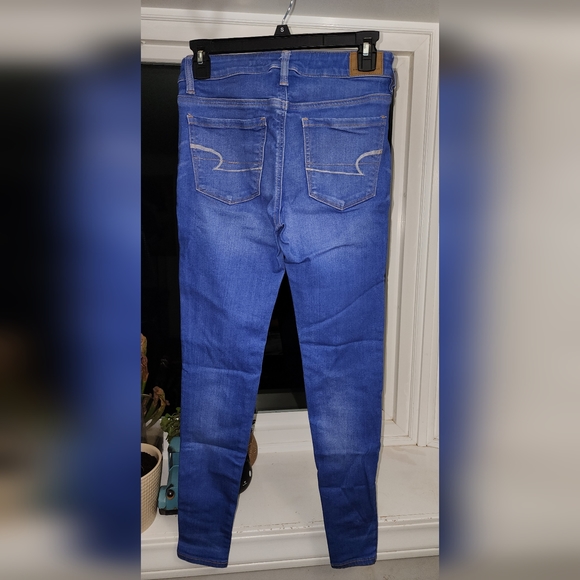 American Eagle Super Stretch Hi-Rise Jeggings - Vibrant Blue Size 2 - Picture 2 of 4